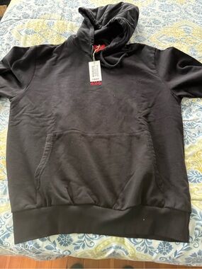 424 Logo Embroidered Cotton Men’s Black Fleece Hoodie